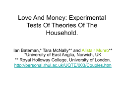 Economic Theories of the Household &ndash; Some Experimental