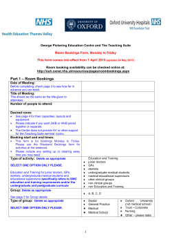 George Pickering Centre Room Booking Form