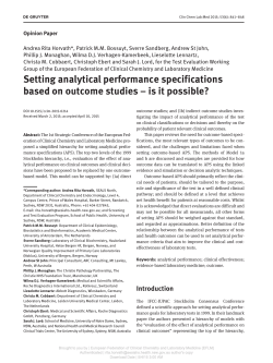 Setting analytical performance specifications based on outcome