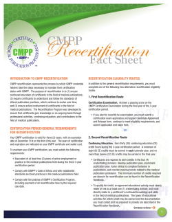 1 introduction to cmpp recertification certification period