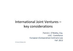 International Joint Ventures &ndash; key considerations