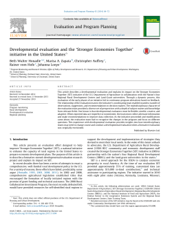 Developmental evaluation and the `Stronger Economies Together