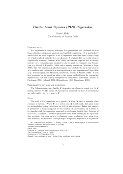 Partial Least Squares (PLS) Regression.