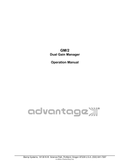 Dual Gain Manager Operation Manual