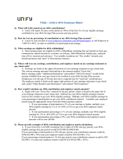 FAQs &ndash; Unify`s 401k Employer Match