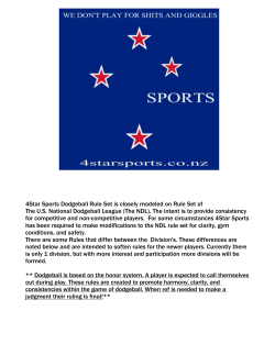 4Star Sports Dodgeball Rule Set is closely modeled on Rule Set of
