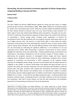 Discounting, risk and uncertainty in economic appraisals of climate