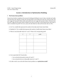 Lesson . Introduction to Optimization Modeling