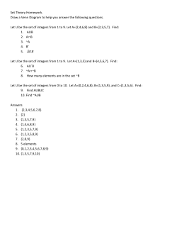 Set Theory Homework. Draw a Venn Diagram to help you