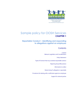 CHAPTER 1 Reportable Conduct &ndash; Identifying and responding to