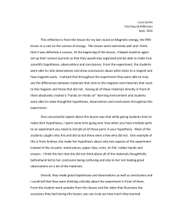 This reflection is from the lesson for my last round on Magnetic