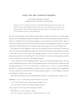 LOOPS AND THE LAGRANGE PROPERTY The two most important