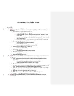 Competition and Choice Topics