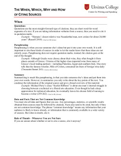 THE WHEN,WHICH,WHY AND HOW OF CITING SOURCES When