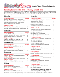 Click here to see our 2011-2012 class schedule