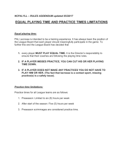 EQUAL PLAYING TIME AND PRACTICE TIMES LIMITATIONS