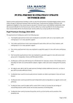 pupil premium strategy update october 2015