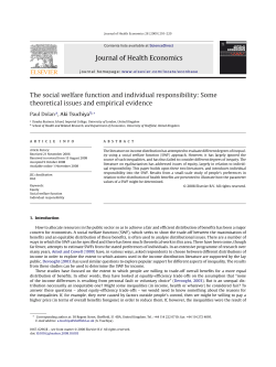 Journal of Health Economics The social welfare function and