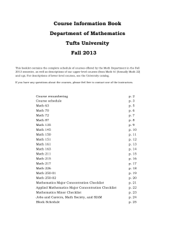 Course Information Book Department of Mathematics Tufts