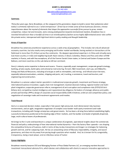 HARRY G. BROADMAN Summary Thirty