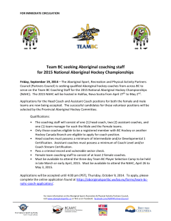 Team BC seeking Aboriginal coaching staff for 2015 National