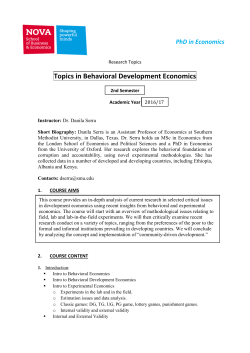 Topics in Behavioral Development Economics