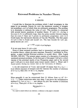 Extremal Problems in Number Theory