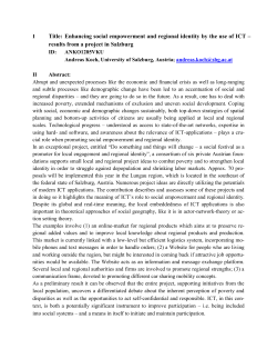 I Title: Enhancing social empowerment and regional identity by the