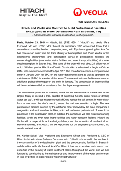 Hitachi and Veolia Win Contract to build