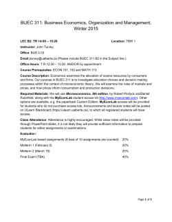 BUEC 311: Business Economics, Organization and Management