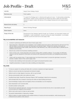 Job Profile - Draft Job title Supply Chain Strategy Analyst Business