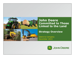 John Deere Committed to Those Linked to the Land Strategy Overview