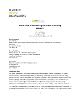 Introduction to POS - Center for Positive Organizations