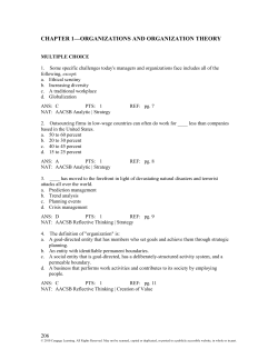 chapter 1&mdash;organizations and organization theory