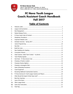 FC Nova Youth League Coach/Assistant Coach Handbook Spring