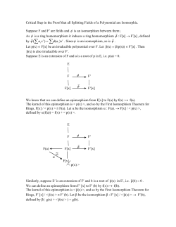 Suppose F and F   are fields and is an isomorphism between them: