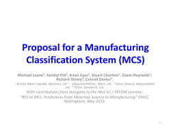 Proposal for a Manufacturing Classification System (MCS)