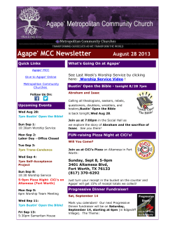 Agape` MCC Newsletter August 28 2013 Quick Links Agape` MCC
