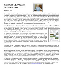 Guidelines to Production Costs and Practices