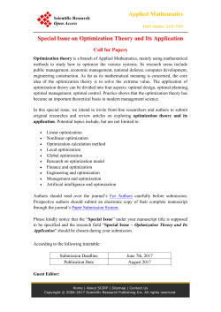 Applied Mathematics Special Issue on Optimization Theory and Its