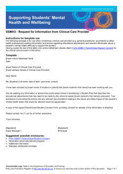 Form SSMH3 - Request for information from clinical care provider