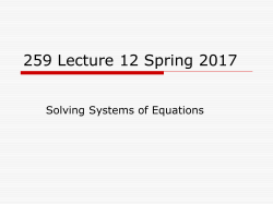Lecture 12: Solving Systems of Equations