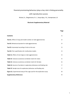 Parental provisioning behaviour plays a key role in linking