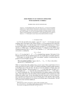 ZERO PRODUCTS OF TOEPLITZ OPERATORS WITH HARMONIC