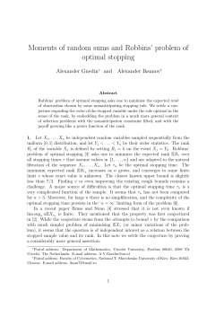 Moments of random sums and Robbins` problem of optimal stopping
