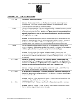 2016 nfhs soccer rules revisions