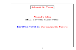 Axiomatic Set Theory Alexandru Baltag (ILLC, University of