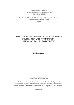 Functional Properties of Visual Pigments using A1 and A2