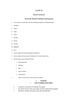 Summer Holiday HW 2017 for Class VI All Subject 1st Shift