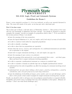 MA 3110: Logic, Proof, and Axiomatic Systems